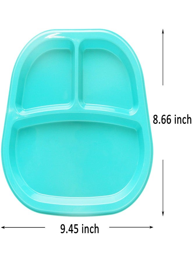 Youngever 3-Compartment Divided Plastic Kids Tray, 3 Compartment Plates, Set of 9 (9 Rainbow Colors) - Image 2